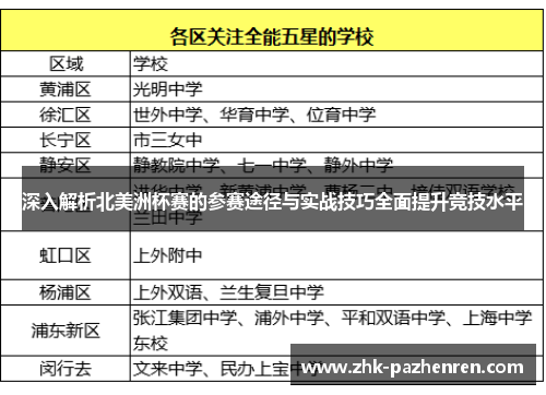 深入解析北美洲杯赛的参赛途径与实战技巧全面提升竞技水平